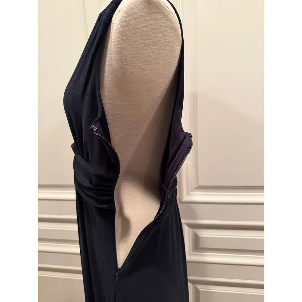 Tommy Hilfiger Navy Dress Plunging Neckline comfy long sleeveless Sz 10 A544 - Picture 3 of 7